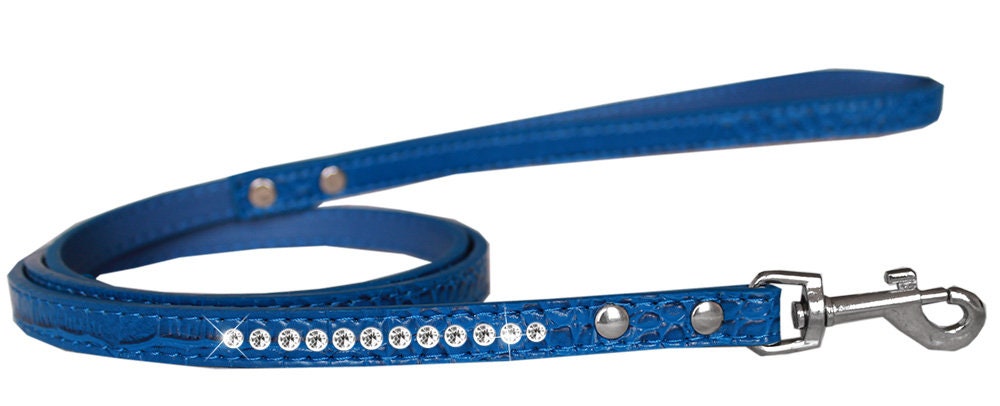 Dog, Puppy & Pet Designer Croc Leash, 'One Row Clear Crystal' - Color Variants