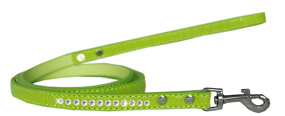 Dog, Puppy & Pet Designer Croc Leash, 'One Row Clear Crystal' - Color Variants