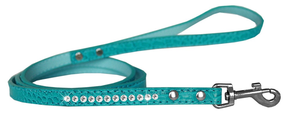 Dog, Puppy & Pet Designer Croc Leash, 'One Row Clear Crystal' - Color Variants