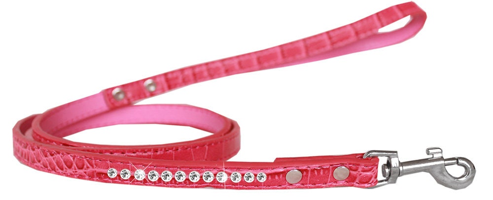 Dog, Puppy & Pet Designer Croc Leash, 'One Row Clear Crystal' - Color Variants