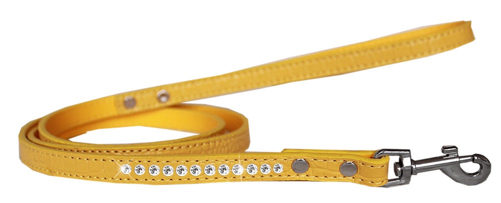 Dog, Puppy & Pet Designer Croc Leash, 'One Row Clear Crystal' - Color Variants