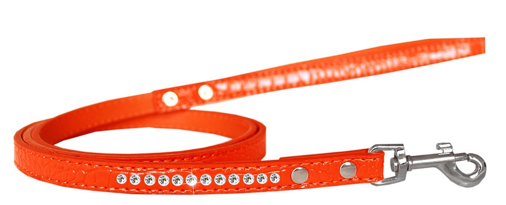 Dog, Puppy & Pet Designer Croc Leash, 'One Row Clear Crystal' - Color Variants